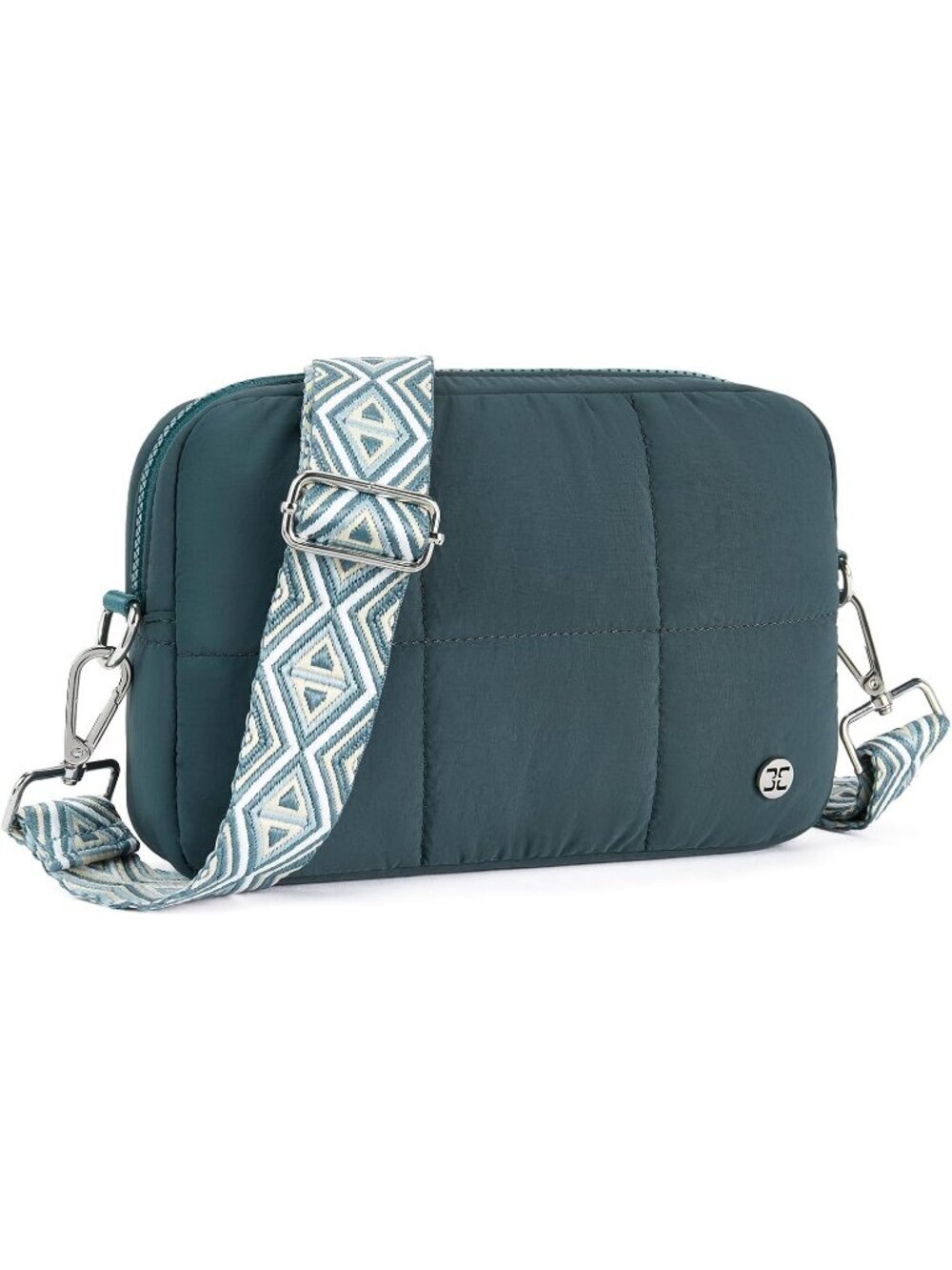Women's Green Crossbody Purse with Guitar Strap Lightweight Puffer Shoulder Bag